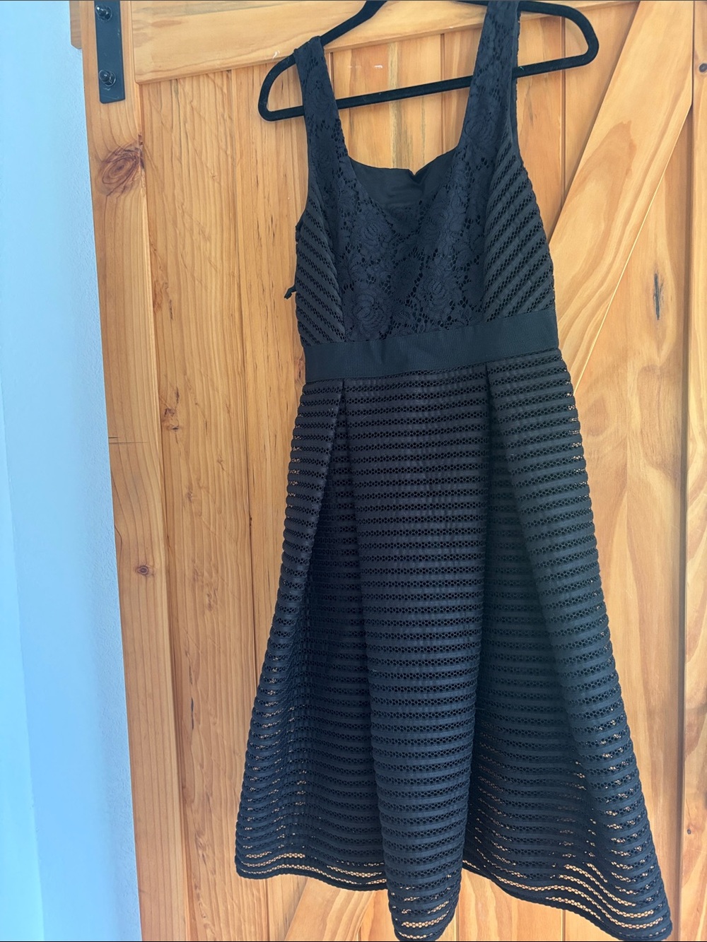 Pinko Black Lace and Eyelet Fit-and-Flare Dress